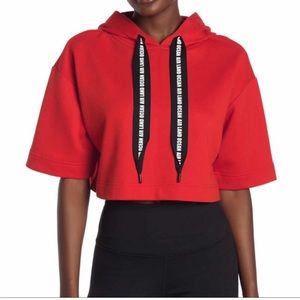 ALO Yoga Air Land Ocean Cropped Hooded Sweatshirt Cherry Pop Red Size S